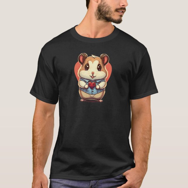 Camiseta Hamster Holding Heart Design Hamster Valentines Da (Frente)