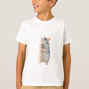 Camiseta Hamster Infantil em Aquarela Azul em Pé