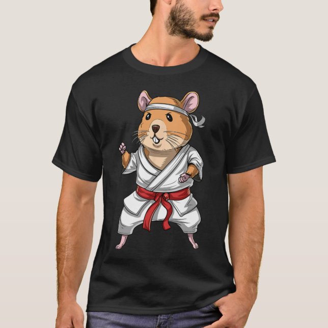 Camiseta Hamster Karate Ninja Jiu-jitsu Judo Taekwondo Mart (Frente)
