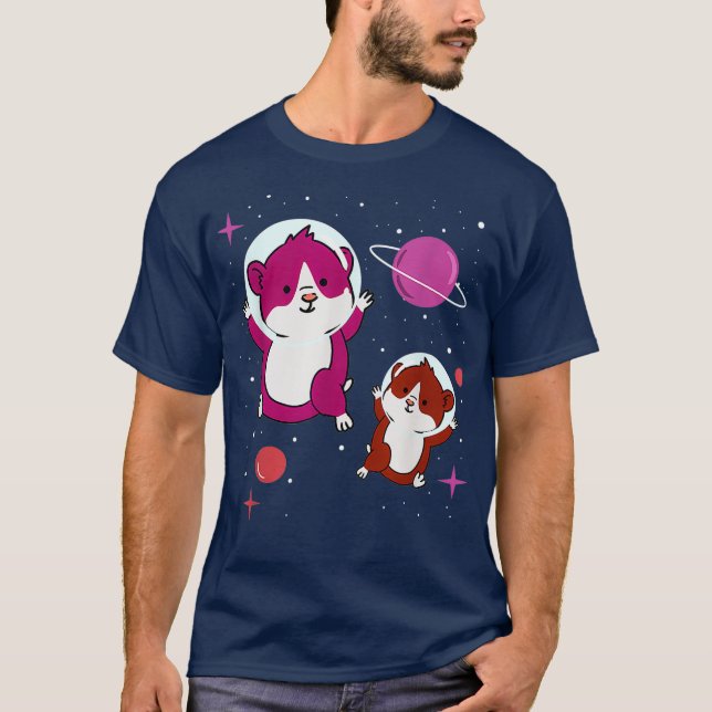 Camiseta Hamster Lésbico No Orgulho Lésbico No Espaço (Frente)
