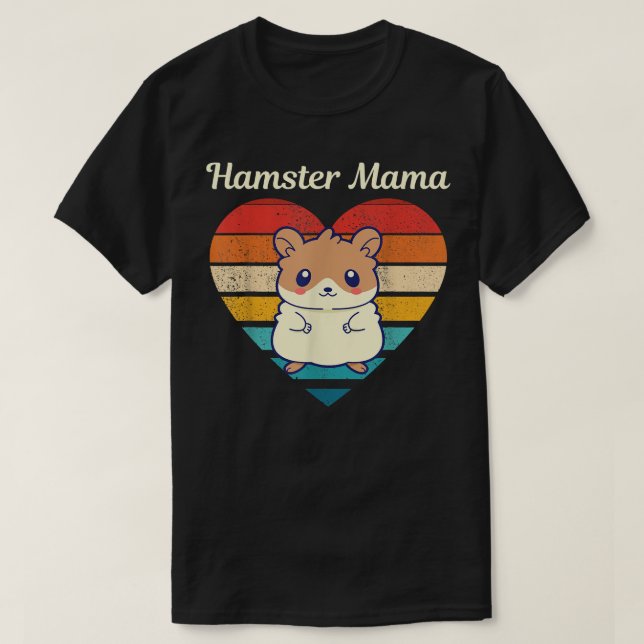 Camiseta Hamster Mama Cute Hamster Design Retro Heart Shape (Frente do Design)
