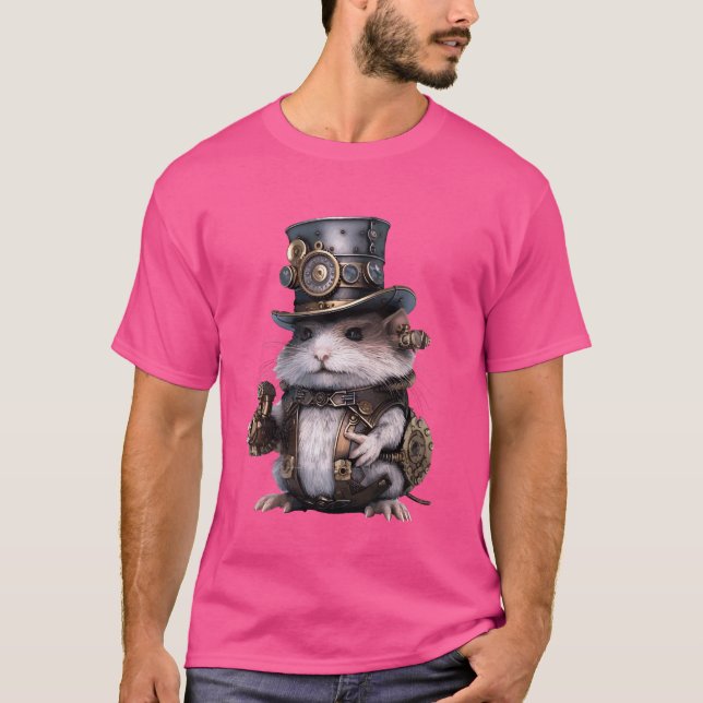 Camiseta Hamster Mecânico Steampunk Cyborg Rodent Robot A (Frente)