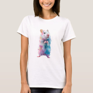 Camiseta Hamster Mulher Galáxia Pastel Salpico Aquarela