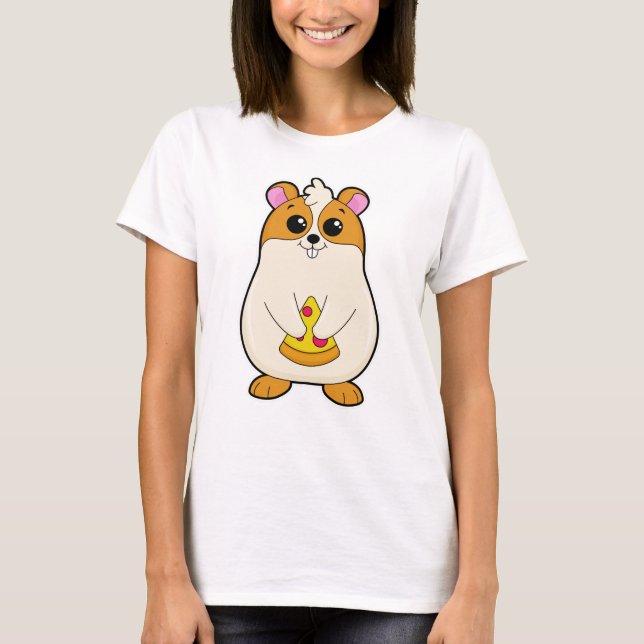 Camiseta Hamster na Comida da Pizza (Frente)