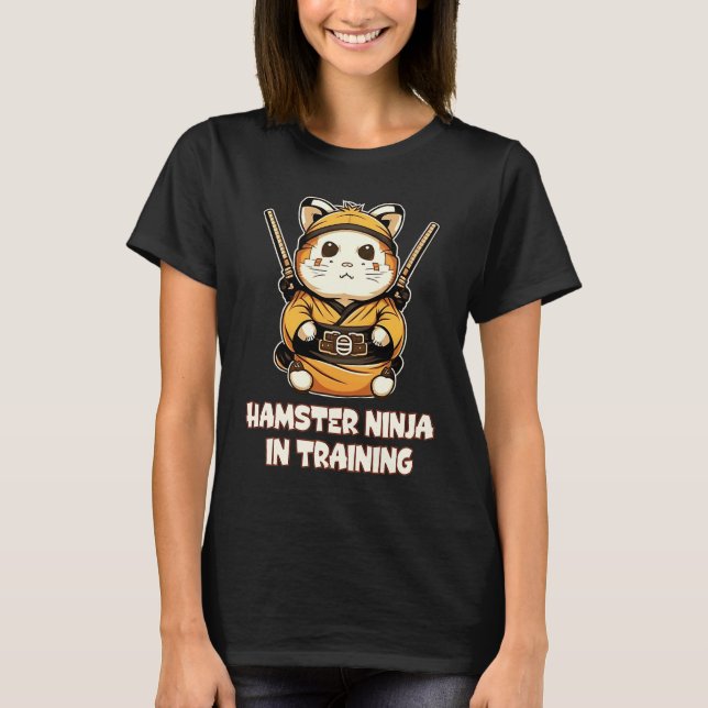 Camiseta Hamster Ninja Engraçado em Treinamento (Frente)