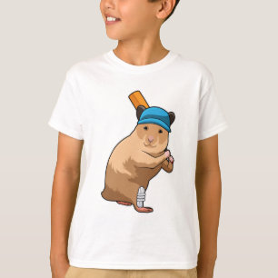 Camiseta Hamster no Cricket com morcego de críquete