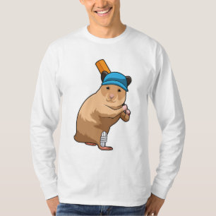 Camiseta Hamster no Cricket com morcego de críquete
