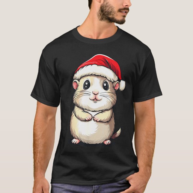 Camiseta Hamster Santa Hat Pet Lover Boys Girls Kids Christ (Frente)