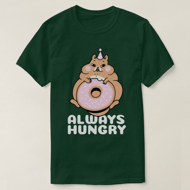 Camiseta Hamster Sempre Fome Com Presente De Rosquinha (2) (Frente do Design)