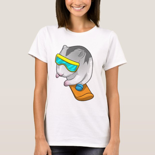 Camiseta Hamster Snowboarder Pranchas de Neve (Frente)