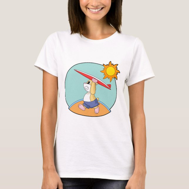 Camiseta Hamster Surfing Surfboard Summer (Frente)