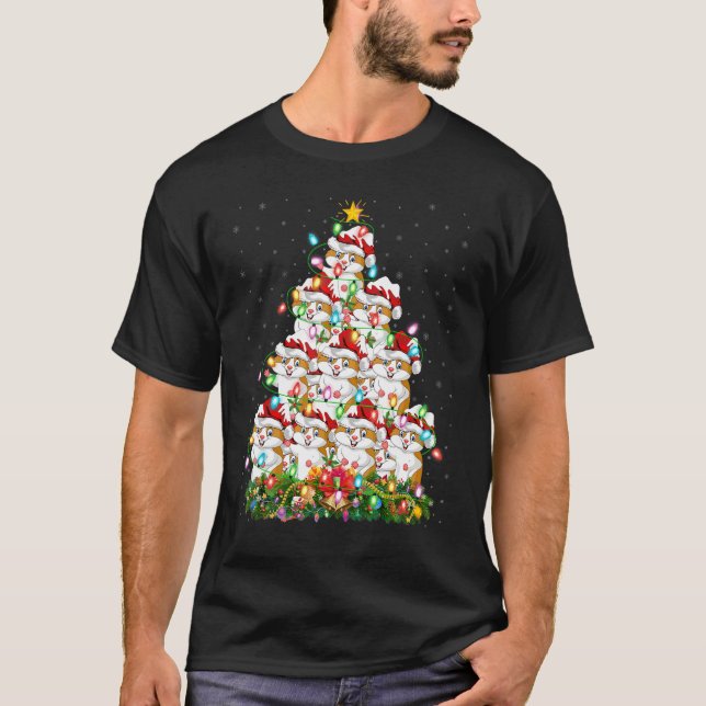 Camiseta Hamster   Xmas Lights Santa Hamster Christmas Tree (Frente)