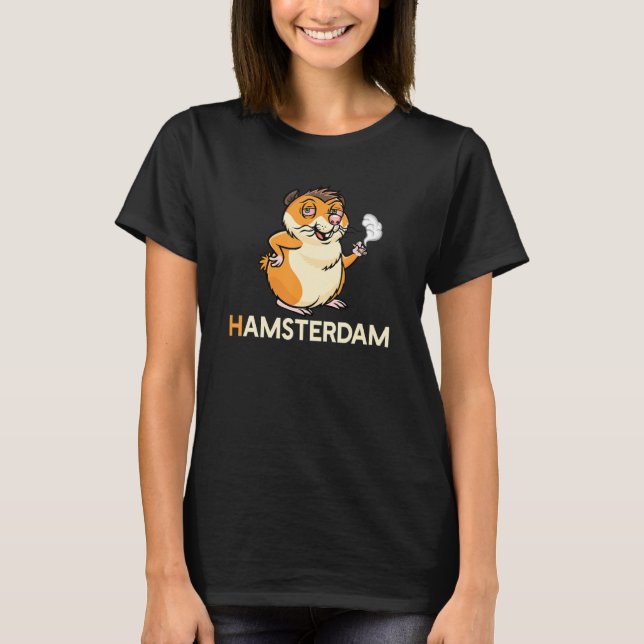 Camiseta Hamsterdam Hamster Amsterdã Conjunta Maconha Doidã (Frente)
