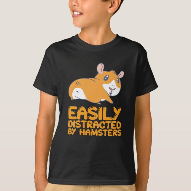 Camiseta Hamsters - Facilmente Distraídos Por Hamsters (Frente)