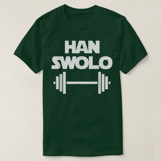 Camiseta Han Swolo engraçada exercícios malhação halterofil (Frente do Design)