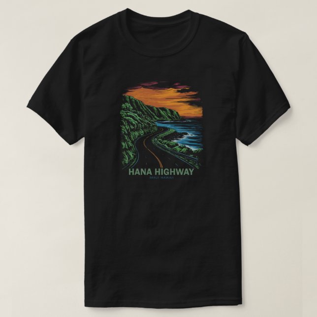 Camiseta Hana Highway Maui Hawaii Vista (Frente do Design)