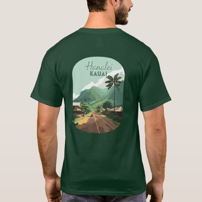 Camiseta Hanalei Kauai Hawaii Bay monta verde (Verso)