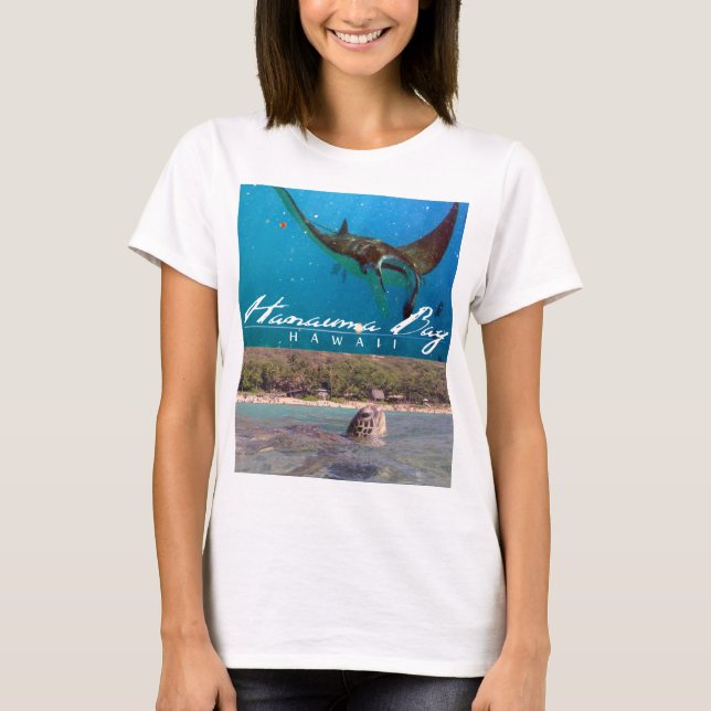 Camiseta Hanauma Bay Oahu Hawaii Manta Ray e Turtle (Frente)