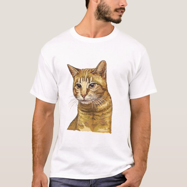 Camiseta Hand drawing funny red tabby cat (Frente)