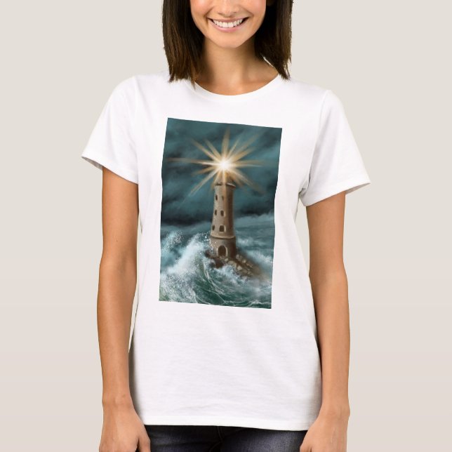 Camiseta hand drawn and painted light house by the sea (Frente)