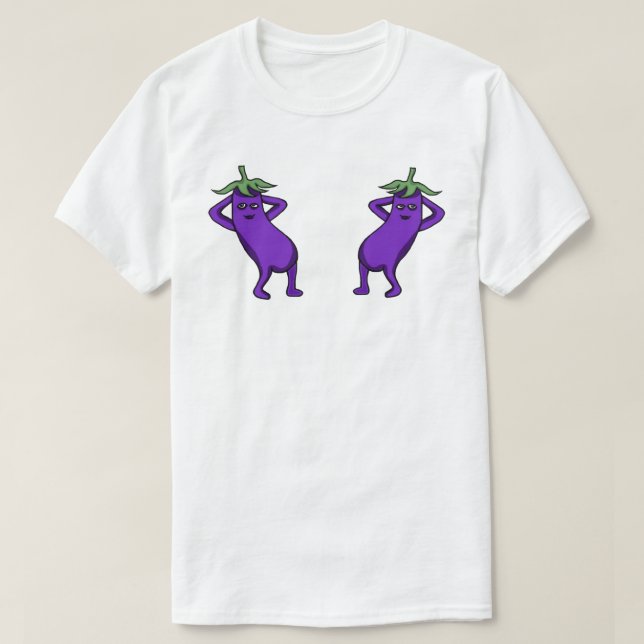 Camiseta Hand Drawn Cartoon Cute Eggplants Posing (Frente do Design)