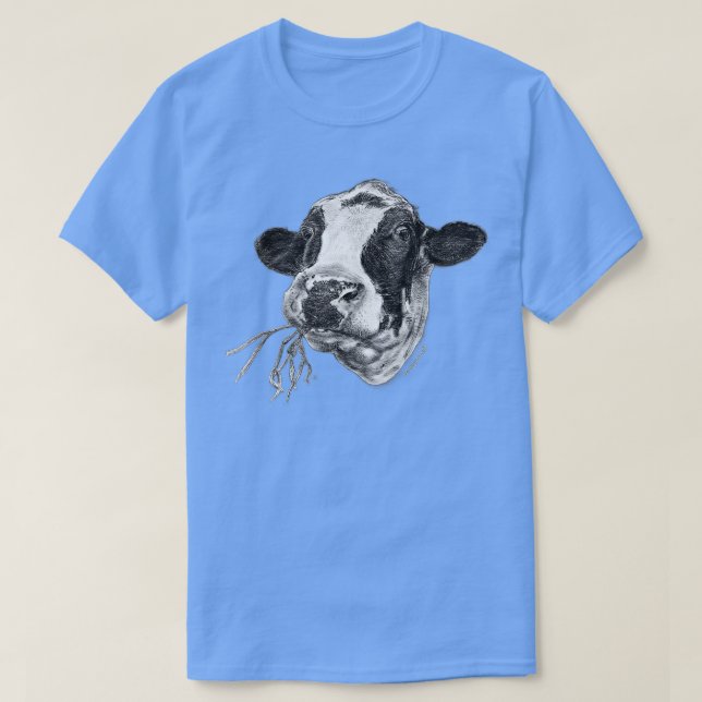 Camiseta Hand-drawn Happy Holstein Friesian Dairy Cow  (Frente do Design)