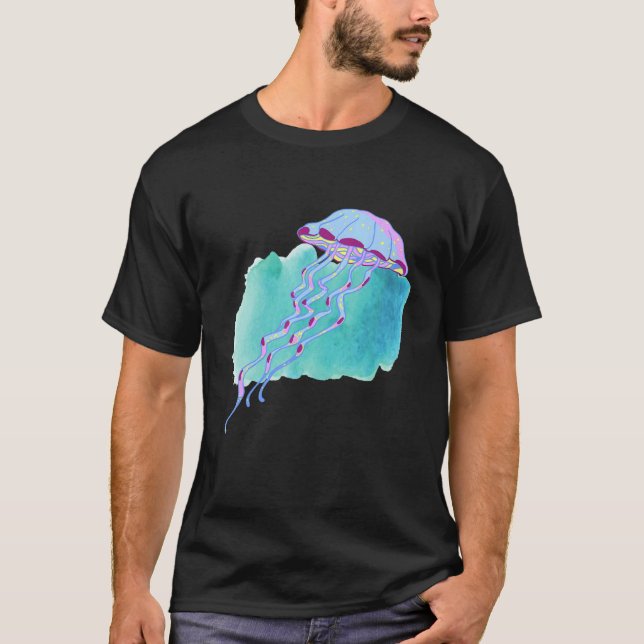 Camiseta Hand Drawn Jellyfish Deep Ocean Creatures and Rift (Frente)