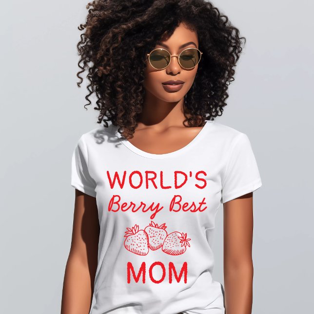 Camiseta Hand Drawn Red Strawberry Best Mom Mother's Day (Criador carregado)