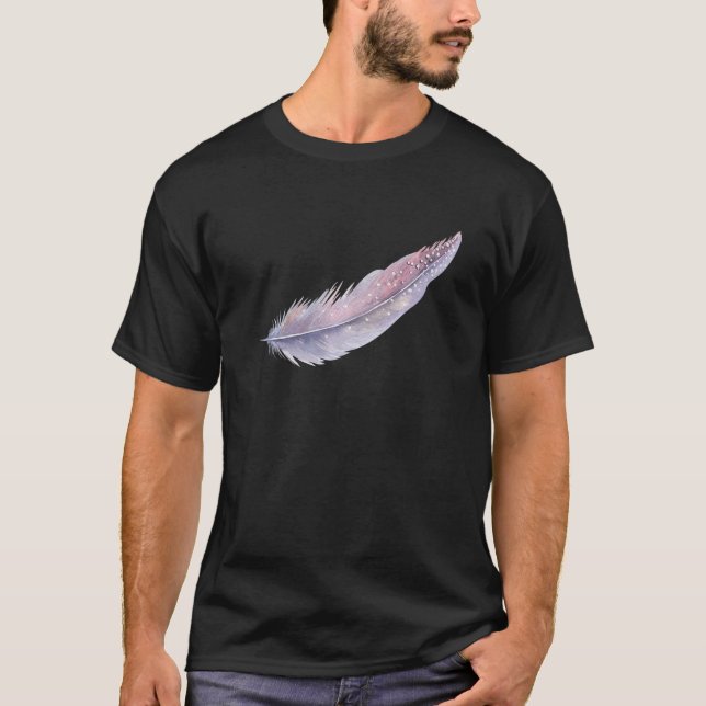 Camiseta Hand-Painted Feather T-Shirt Design Bird Feather T (Frente)