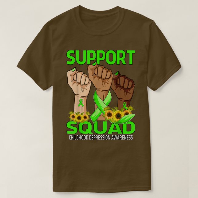 Camiseta Hand Support Squad Childhood Depression Awareness  (Frente do Design)