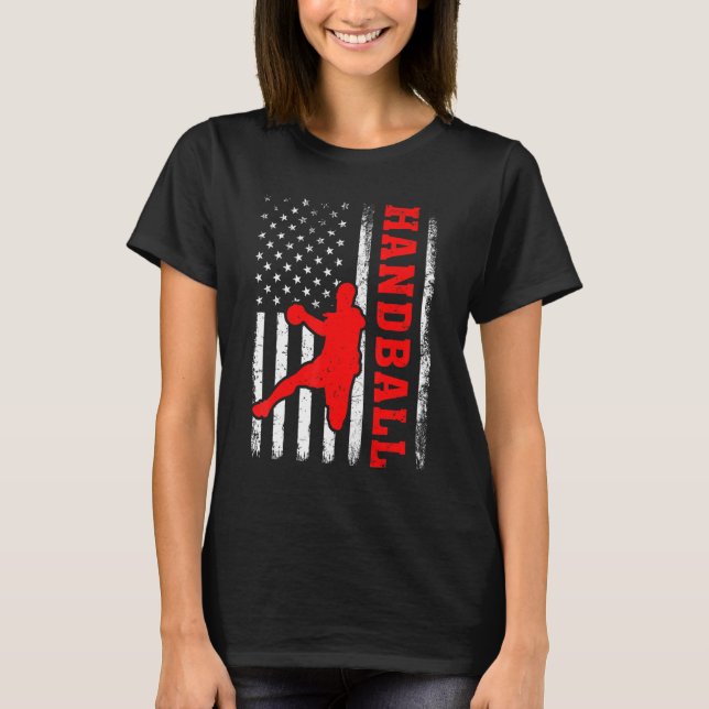 Camiseta Handball Sports American Flag Handball Em 4 De Jul (Frente)
