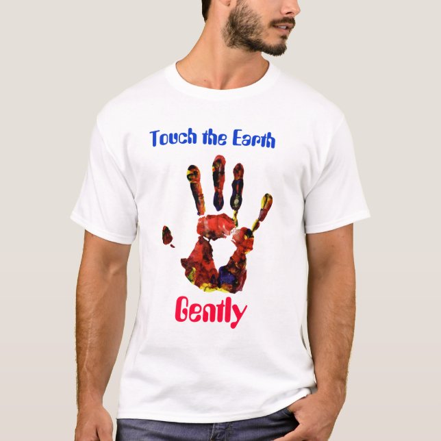 Camiseta handprint2, tocam na terra, delicadamente (Frente)