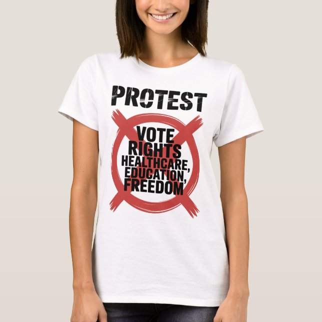 Camiseta Hands Off Protest Vote Rights Healthcare Education (Frente)
