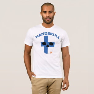 Camiseta HANDSKULL Finlandia - luva curta branca básica
