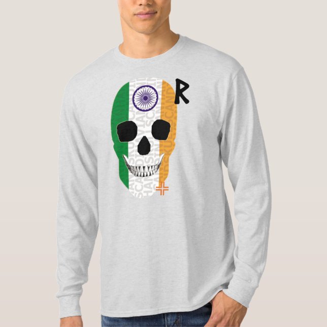 Camiseta HANDSKULL Índia T-Shirt B2 de longa distância (Frente)