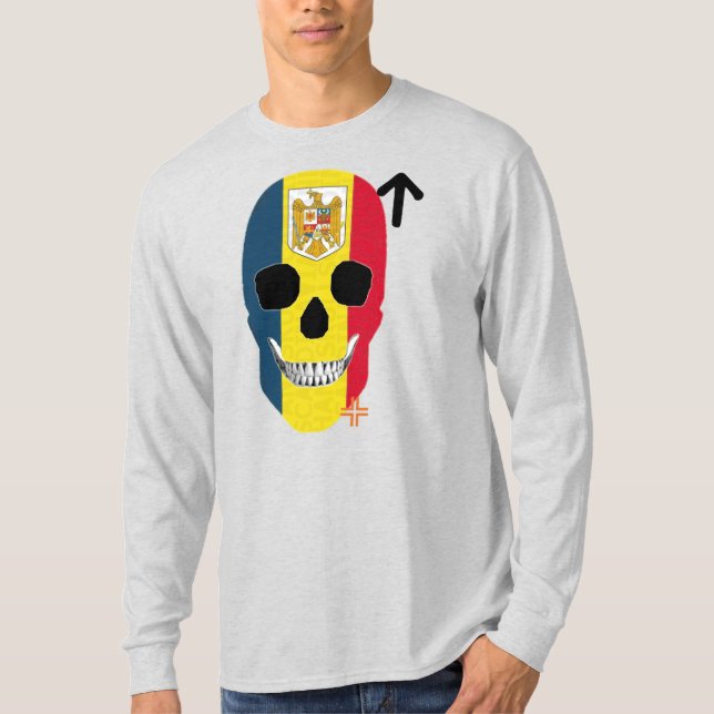 Camiseta HANDSKULL Romênia T-Shirt B2 de longa distância (Frente)