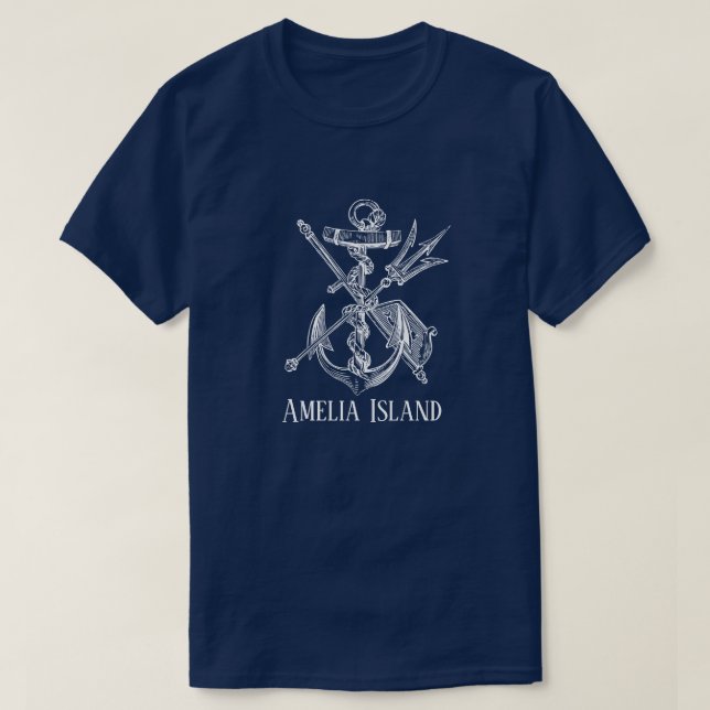 Camiseta Handsome Amelia Island Anchor da Flórida (Frente do Design)
