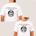 Camiseta Handyman Business Work Shirts Double Side<br><div class="desc">Handyman business logo work and promotional tee shirts with logo template and text template you can customize online by replacing the templates with your own business logo, photo, and text or use our logo emblem on our shirts. Designed on the front and back of the shirts to promote branding or...</div>