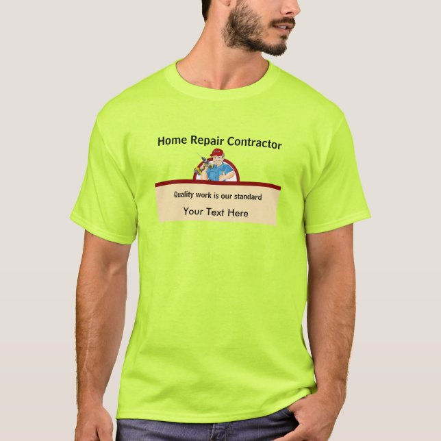 Camiseta Handyman Contractor Home Repair Carpenter Neon (Frente)
