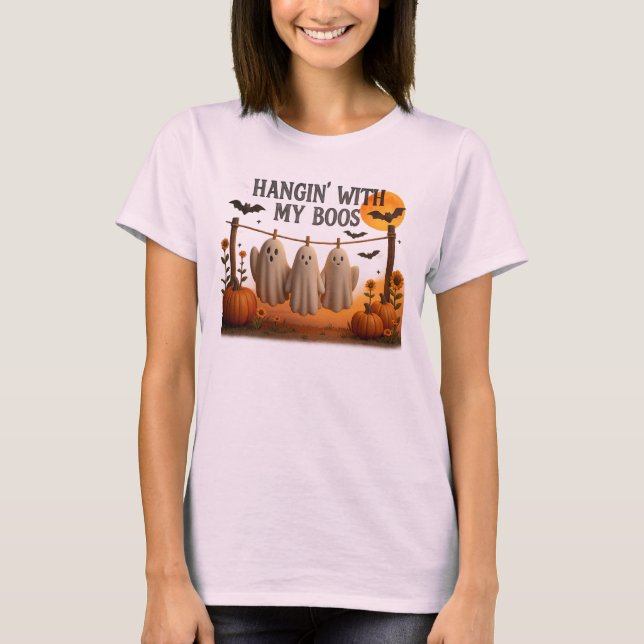 Camiseta Hangin' With My Boos Funny Halloween Ghosts Tee (Frente)