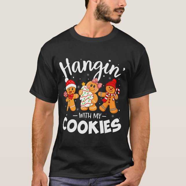 Camiseta Hangin With My Cookies Gingerbread Women Christmas (Frente)