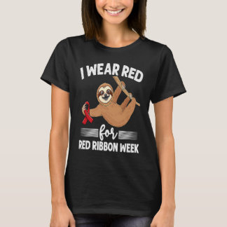 Camiseta Hanging sloth We Wear Red For Red Ribbon Week Awar