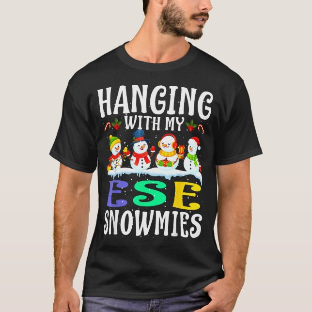Camiseta Hanging With My Ese Snowmies Teacher Christmas Gif (Frente)