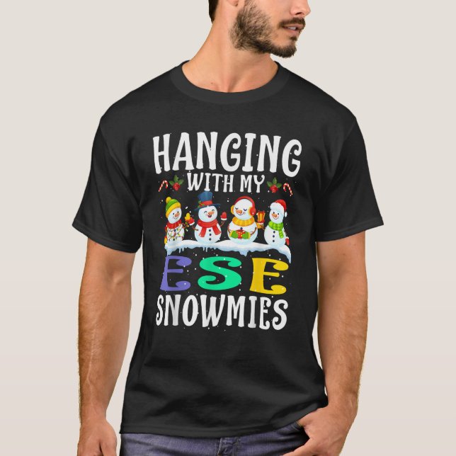 Camiseta Hanging With My Ese Snowmies Teacher Christmas Gif (Frente)