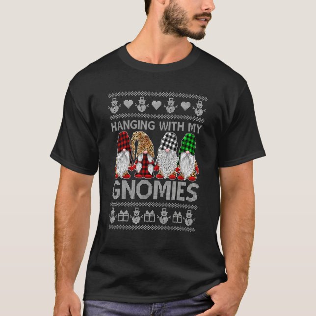 Camiseta Hanging With My Gnomies Christmas Cute Gnomes Ugly (Frente)