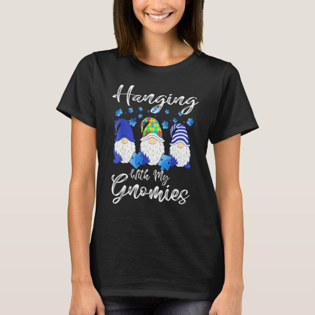 Camiseta Hanging With My Gnomies Puzzle Autism Awareness Ou (Frente)