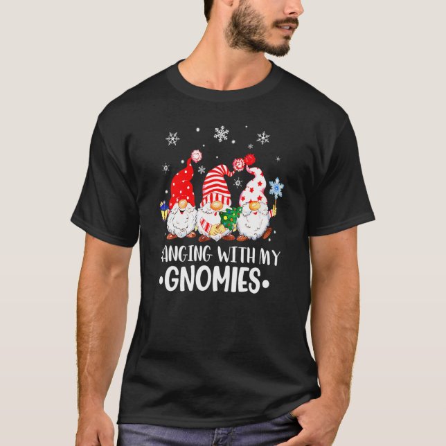 Camiseta Hanging With My Gnomies Santa Gnome Christmas Paja (Frente)