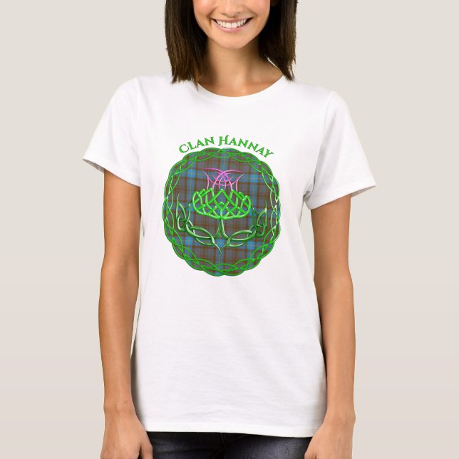 Camiseta Hannah Scottish Tartan Celtic Thistle T-Shirt (Frente)
