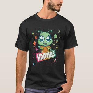 Camiseta HANNES - Nome de Menino Bonito com Alienígena fofo