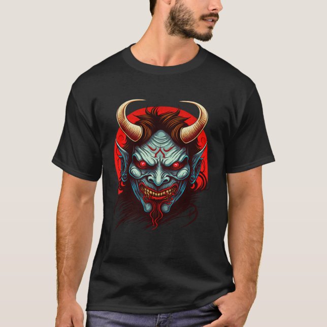 Camiseta Hannya Mask  Mythical Creatures Japanese Oni Demon (Frente)
